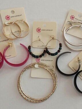 6 Pairs of "And Lovely" Hoop Earrings Bundle